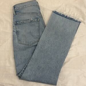 Le Jean Sabine Ankle Straight Leg Comfort Denim Light Wash Raw‎ Hem High-Rise 30